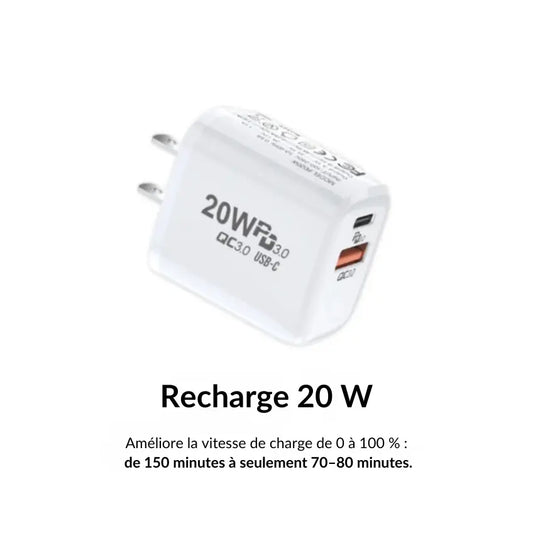 Chargeur haute puissance 20 W – Recharge plus rapide
